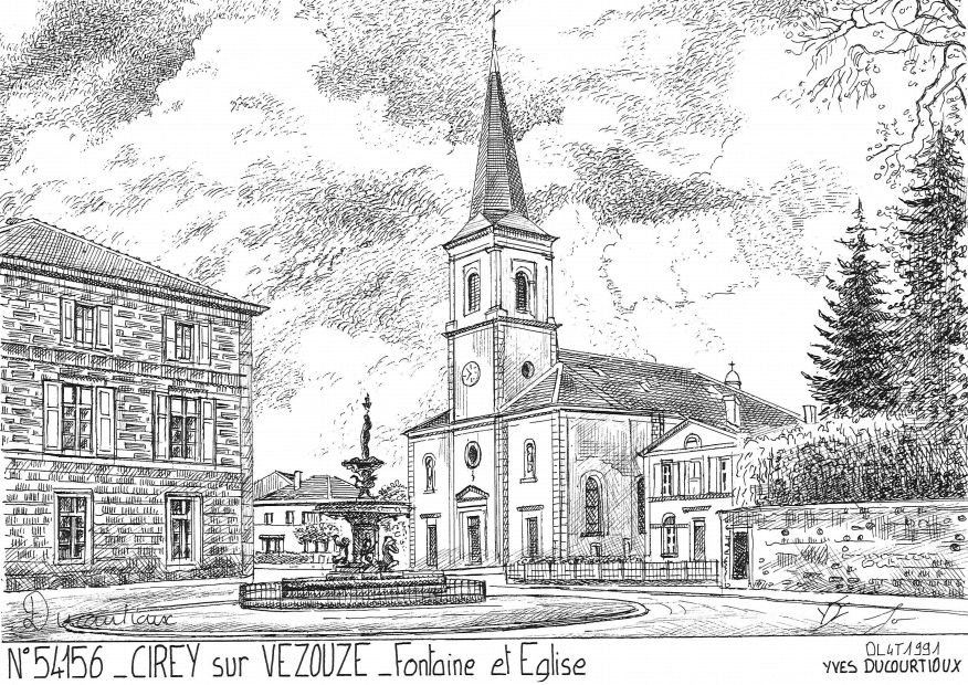 N 54156 - CIREY SUR VEZOUZE - fontaine et église